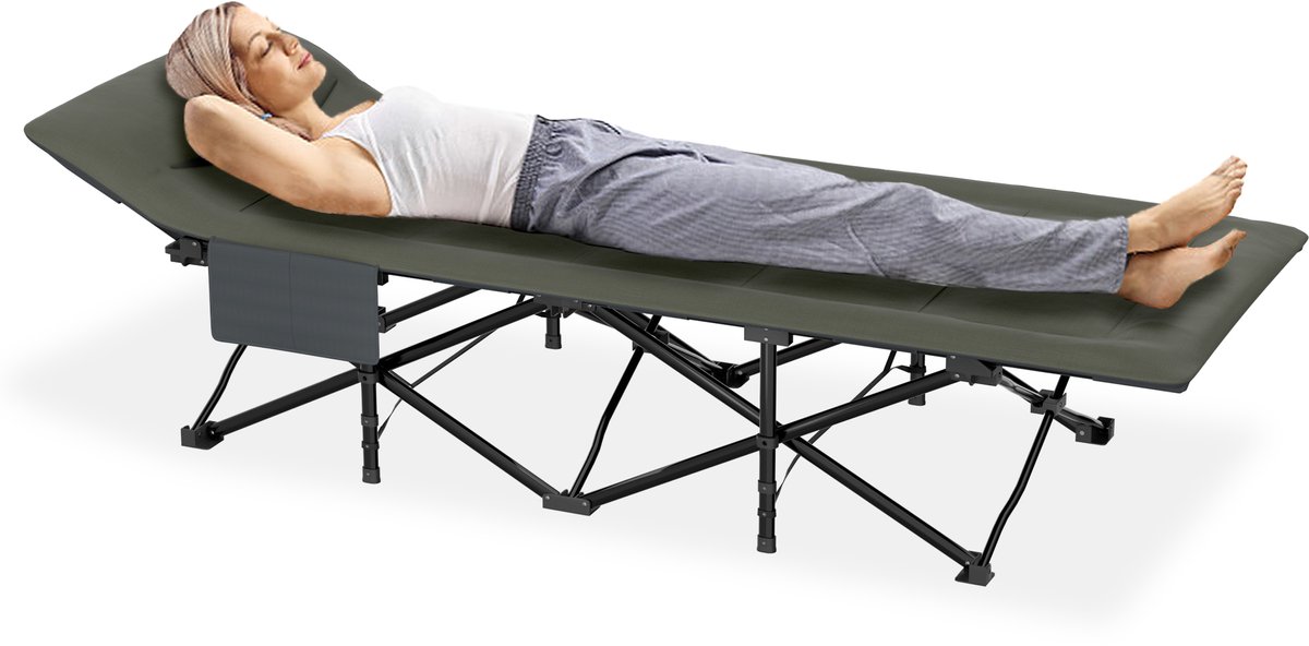 Aufun veldbed kampeerbed met matras, opvouwbaar logeerbed opvouwbaar draagbaar, Grijs