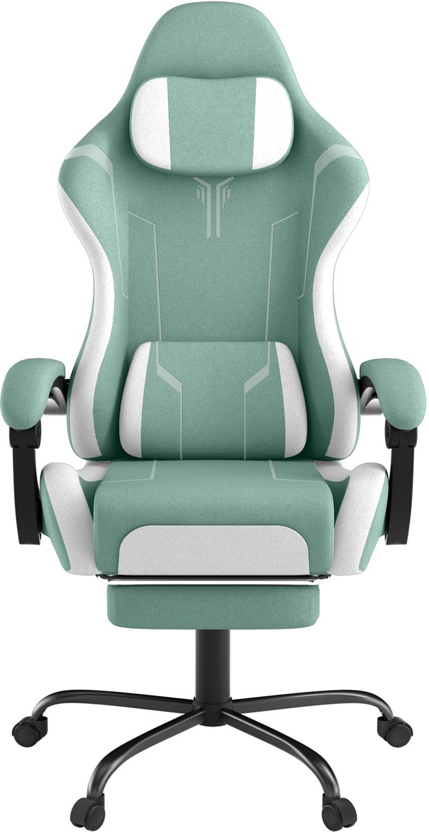 Aufun Gamingstoel Computerstoel Ergonomische Gamingstoel Kantoorstoel met Massage Lendenkussen, Hoofdsteun Bureaustoel Gamingstoel, Groen