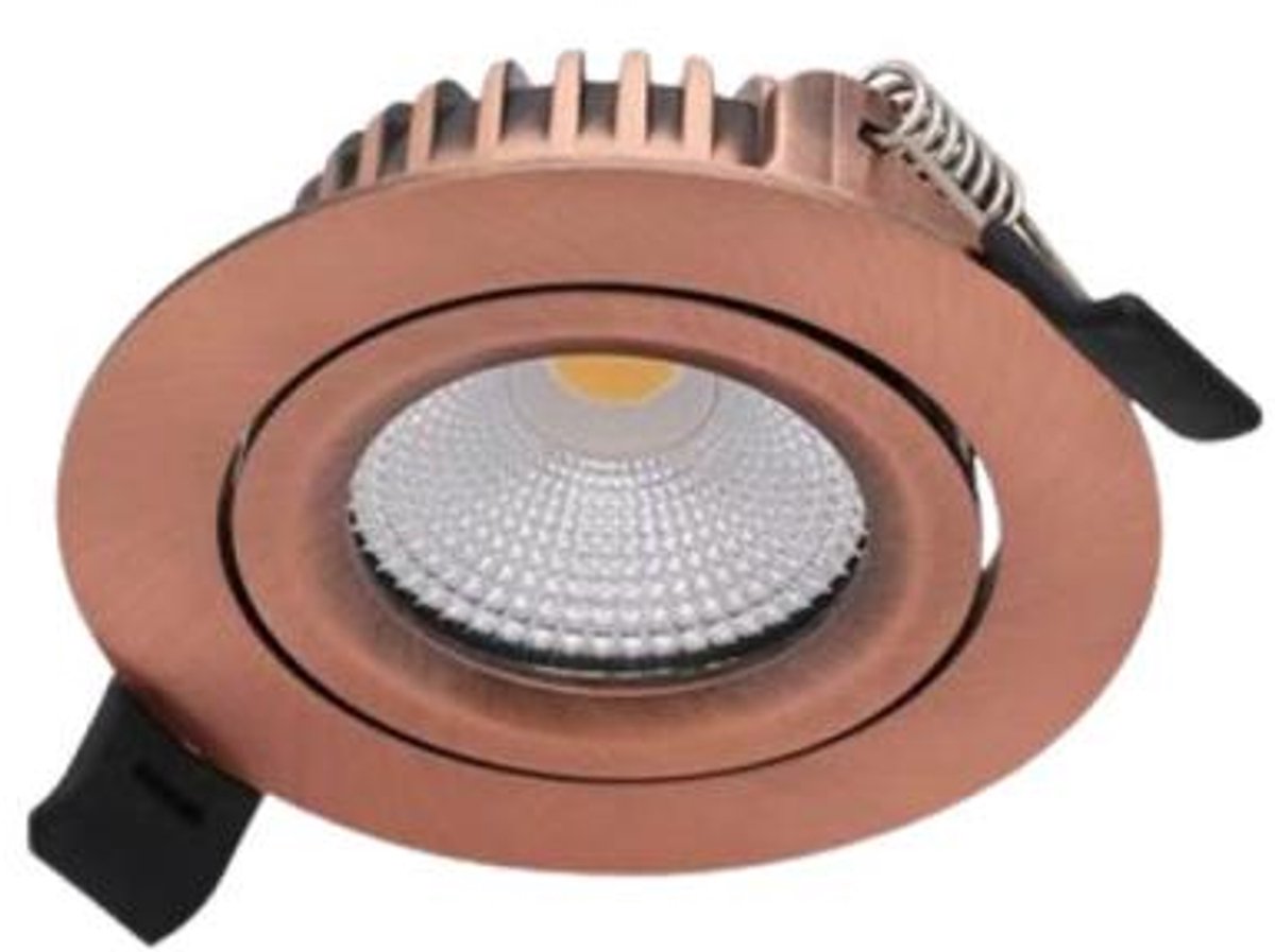 Koper LED inbouwspot - rond 5W - 1 stuk - warm wit 3000K met IP44 waterbestendigheid