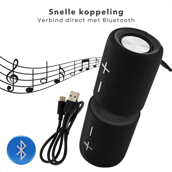 Cheqo® Magnetische Dual Bluetooth Speaker - Draadloze Speaker - Draadloos & Compact - Krachtig Geluid - Zwart — afbeelding 2
