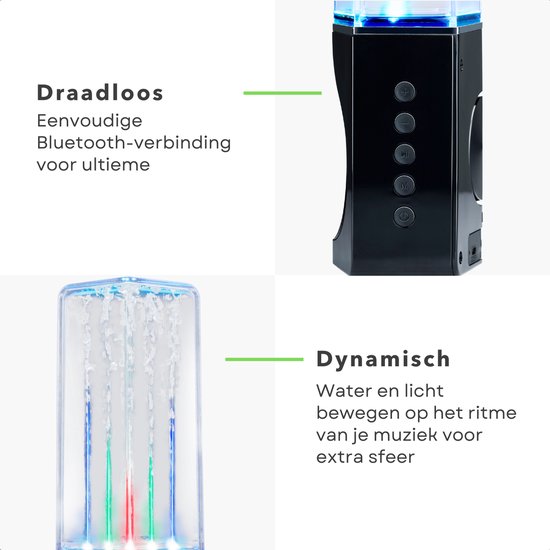 Cheqo® Dansende Water Bluetooth Speaker Draadloos - 6W Geluid - LED Lichtshow - Draadloos en Waterdicht — afbeelding 3