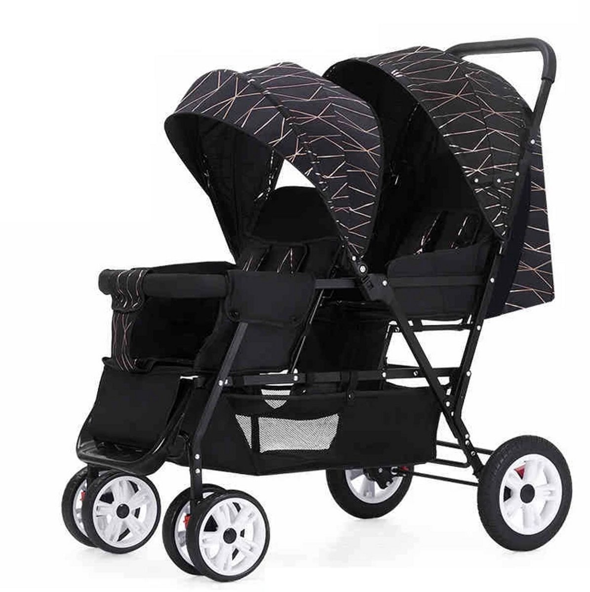 Betaalbare Goederen® dubbele kinderwagen - zwart - kinderwagen 3 in 1 - kinderwagens - wandelwagen - Multifunctionele Kinderwagen - duo kinderwagen - Autostoeltje