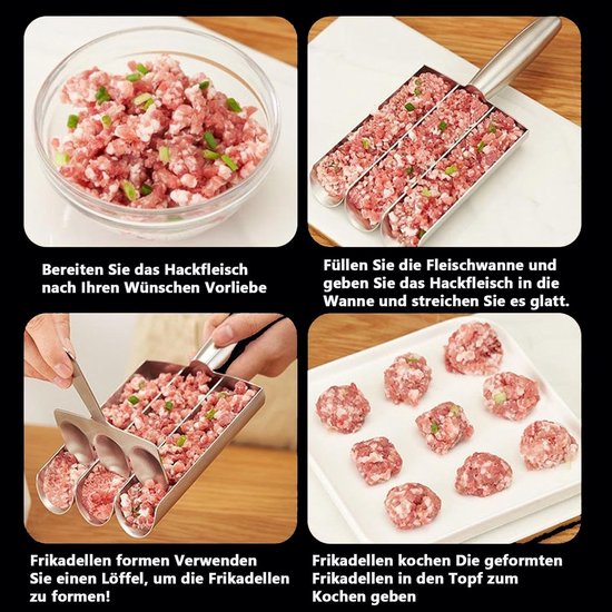 Gehaktbal Schep Maker, Gehaktbal Vorm Bal Maker, Roestvrij Staal Keuken Handmatige Gehaktbal Maker None Stick Snel En Efficient Ripj