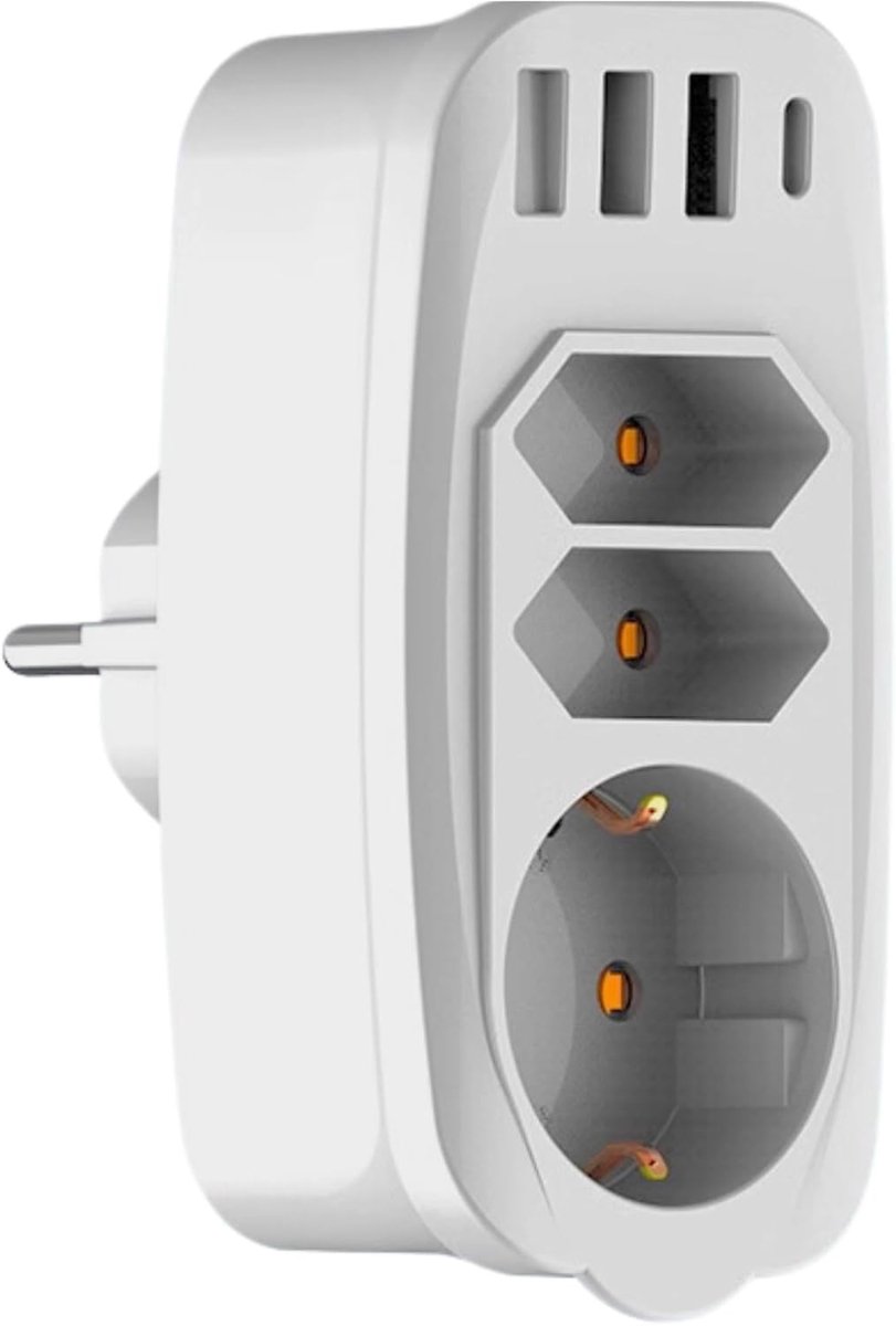 7-in-1 Verdeelstekker met 3 Stopcontacten en 3 USB Poorten - Tot 4000W