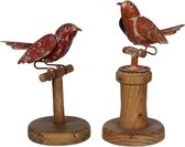 Sfeer voor jou set van 2 metalen vogels maat in cm: 15 x 10 x 21 oranjerood - ORANJE