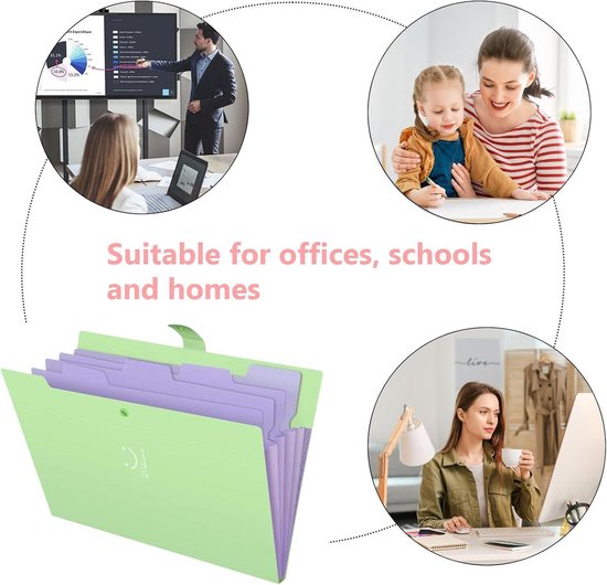 A4 Fan Folder Pack of 3 5 Compartments Folder Organiser with Labels ...