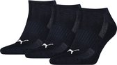 Puma 3-Paar Sneaker sokken met zachte badstof zool - Ademend mesh gedeelte - Elastisch katoen- Wit - Zwart - Grijs - 38 - Blauw