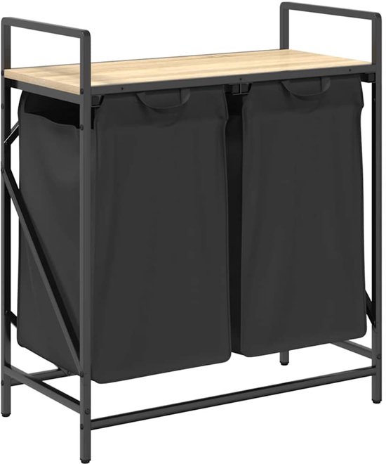 vidaXL - Wasmand - 2 - vakken - met - plank - sonoma - eikenkleurig