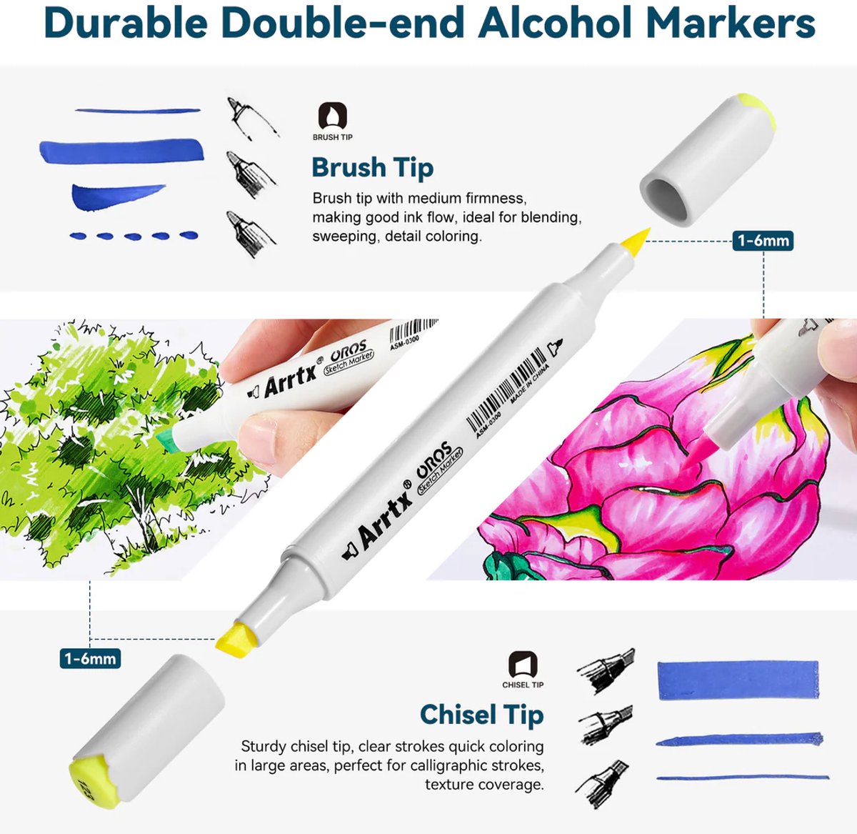 OROS 66 couleurs pastel marqueurs à l'alcool ensemble de stylos – Art