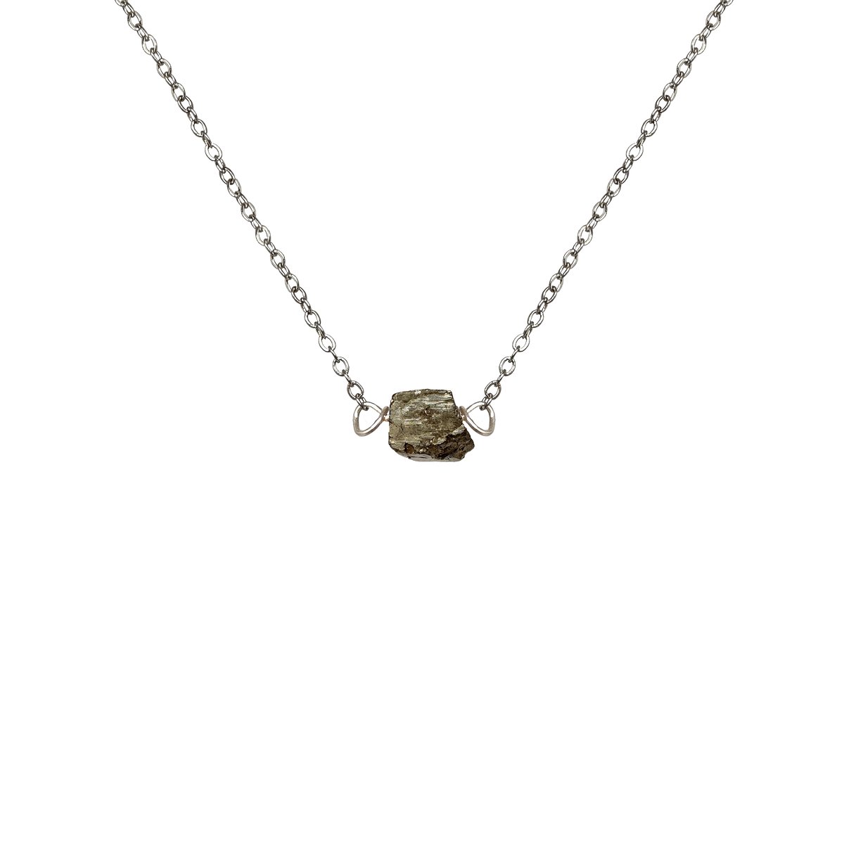 Pyriet edelsteen ketting dames - Sieraden - Roestvrij staal ketting - Zilverkleurige ketting - 45cm + 5cm - Perfecte cadeau voor je dierbaar