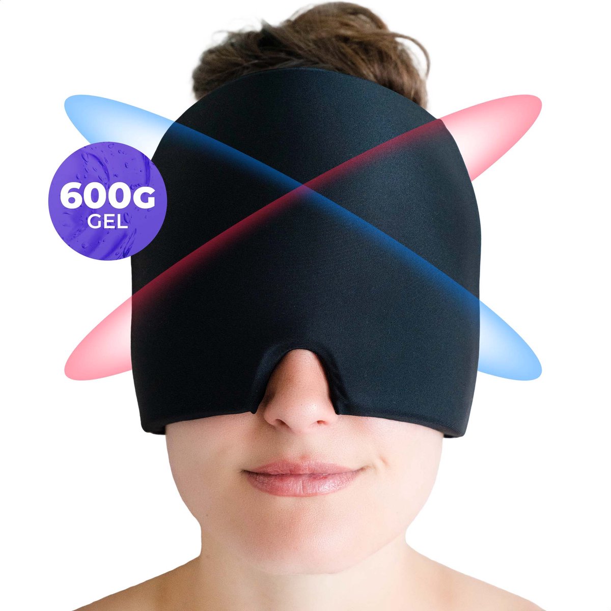 Ryce® Migraine Muts - Masker - Extra Dik 600G - Hoofdpijn - Warmte & Koude Therapie - Hot Cold Pack - Migraine is geen hoofdpijn - Zwart
