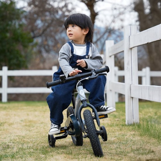 Qplay Miniby Luxe Kinderfiets 14 inch - 3 in 1 Loopfiets - Blauw — afbeelding 4