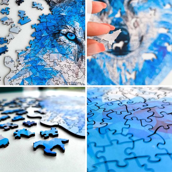 Milliwood - AG516 Puzzle en bois XXL Loup sauvage | Kit de construction de Puzzles 3D | Jouets de Hobby pour enfants et adultes | Décoration murale Salon | 500 pièces Ø45cm | Dans un coffret cadeau de luxe | Cadeau de fête des mères