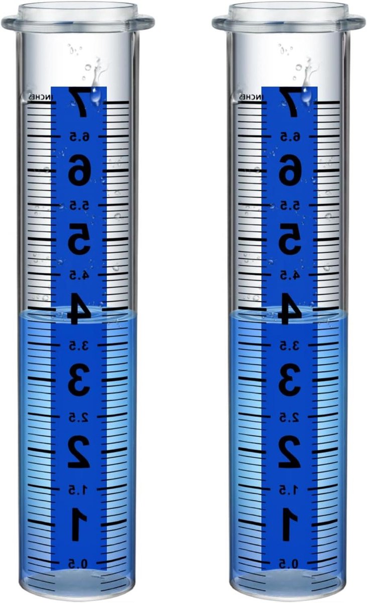 Vervangende buisglas voor regenmeter - 2 stuks, 178 cm - glazen regenmeter buis voor buiten (grote schaal) in de tuin