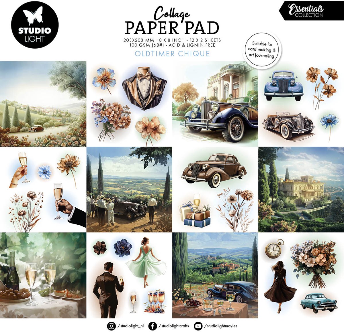 Collage paperpad Oldtimer chique - Essentials nr. 377