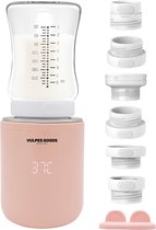 Vulpes Goods® BabyCare - Flessenwarmer Onderweg Max - Draagbare Baby Flessenwarmer - Intelligente Flesverwarmer - 4 Temperatuurniveaus - Incl. 6 Adapters - Draadloos - USB Oplaadbaar - 13.200 mAh - Roze