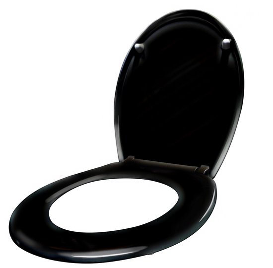 Foto: Toiletbril toiletbedekking verlagen automatische verlaging met een verlaging van de verlaging en softclose universele maat toiletbril gemaakt van hard plastic toiletdeksel gemaakt van thuroplast zwart 