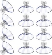 12 x Ventouse avec filetage - 53MM M4 - Ventouse avec crochet alternatif pour film de fenêtre - ventouses protection solaire - crochets à ventouse - écrou - boulon - verre - crochets de suspension