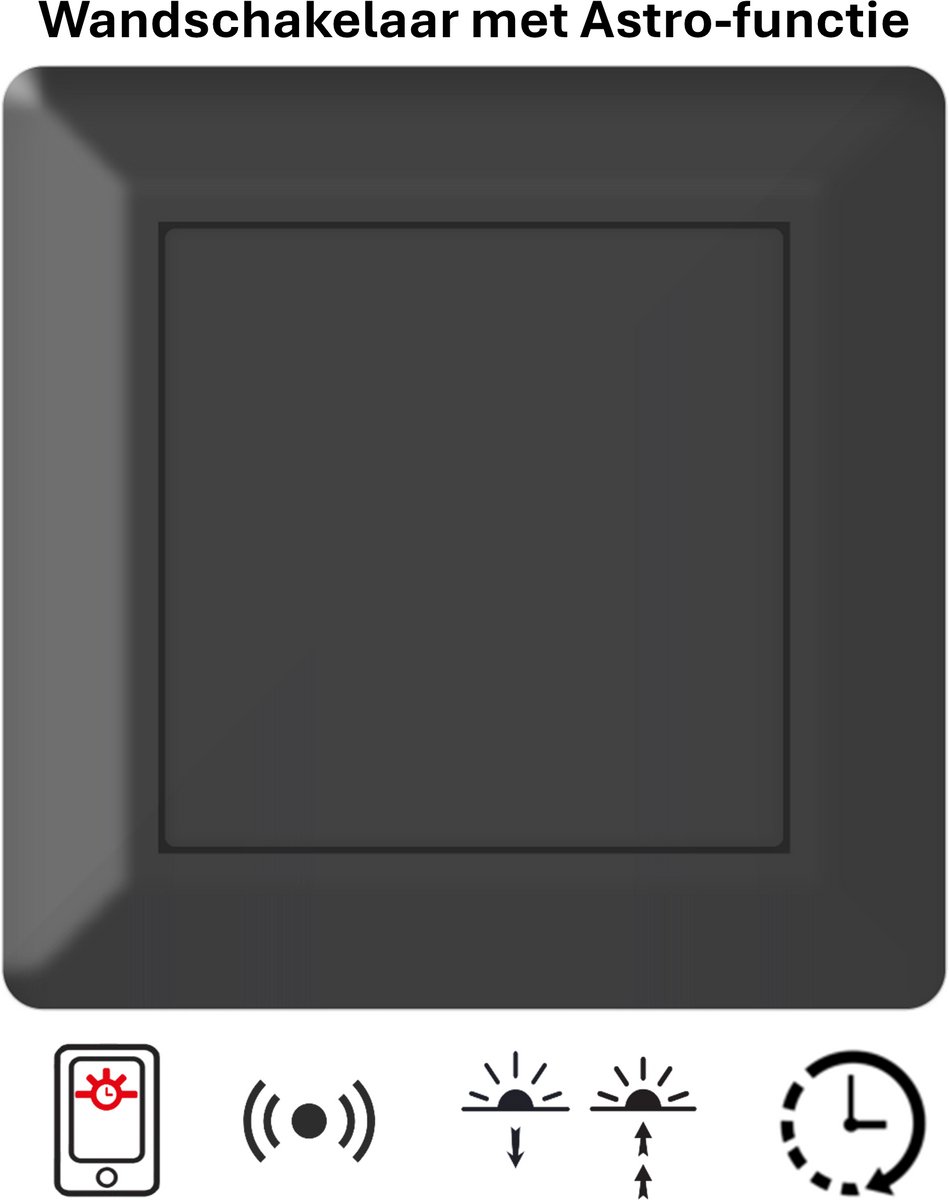 Freelux - Led Schakelaar - Astro Tijdschakelaar - Bluetooth - 2-polig - 230VAC/8A_2P - Inbouw - Stopcontact - Signaal zwart mat gelakt