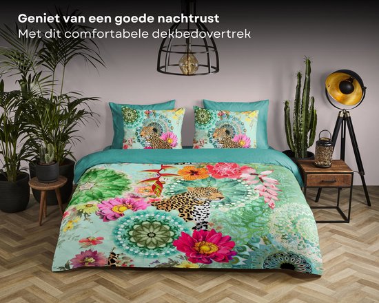 HIP dekbedovertrek mandalas, bloemen en een luipaard - Lits jumeaux 240x200/220 cm - Multi - 100% Katoen satijn van HIP — afbeelding 5