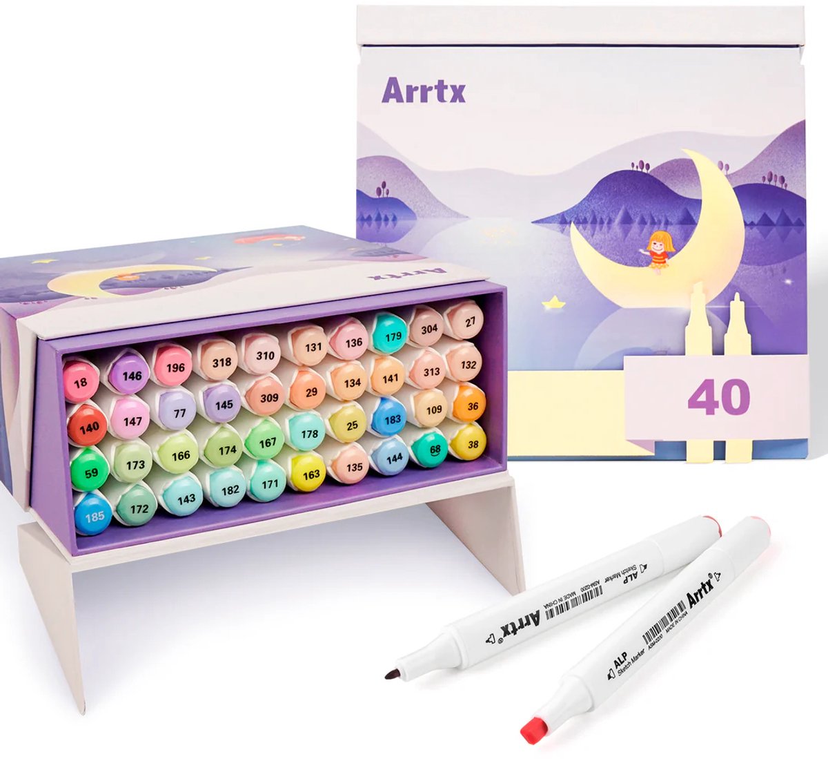 Arrtx - ALP Fine & Chisel - Alcohol based Art markers - 40 Pastel kleuren