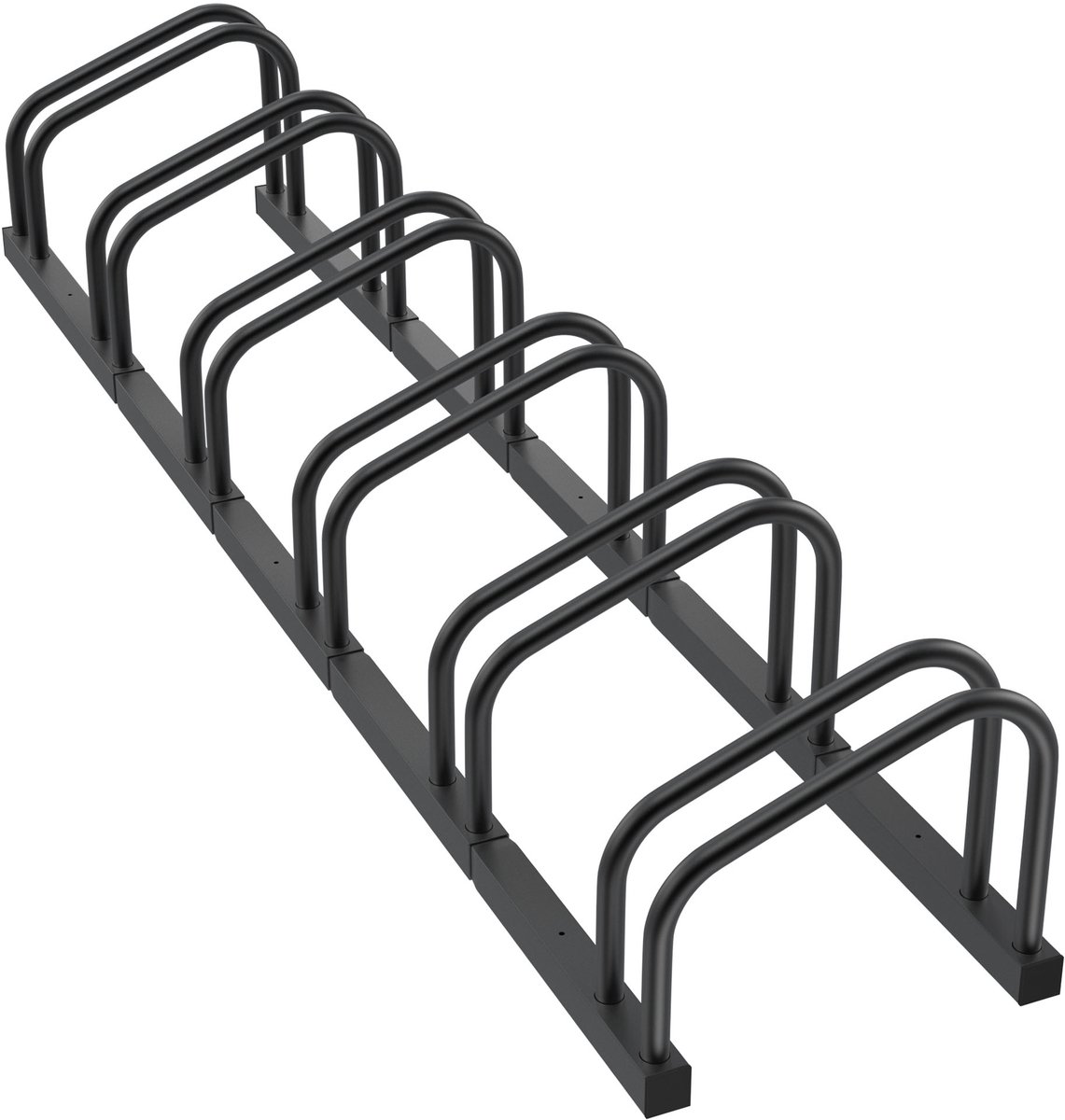 Aufun Fietsstandaard, opstelstandaard, voor op de vloer, wandmontage, metaal, ruimtebesparend, Matte spray, Zwart (voor 6 fietsen)