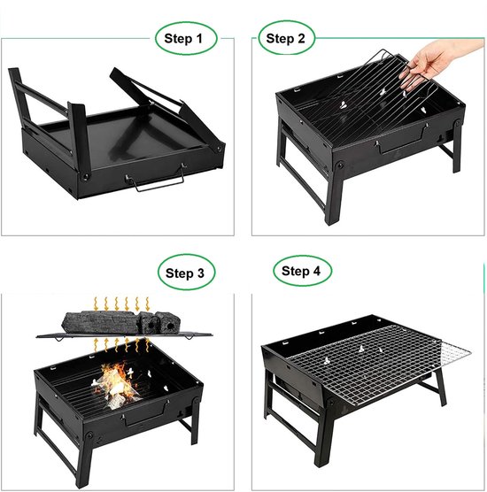 SMH LINE® Opvouwbaar Houtskoolbarbecue - Draagbaar Barbeque - Camping Grill - 43x29x22 (LxBxH) - Tafelbarbecues van SMH LINE® — afbeelding 5