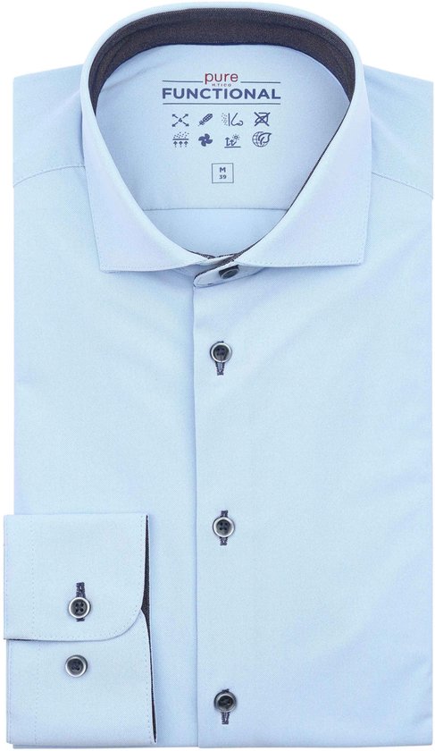 Pure H. Tico Shirt Chemise fonctionnelle à manches longues 4061 21250 100 Uni Blue Clair Taille Homme - W42