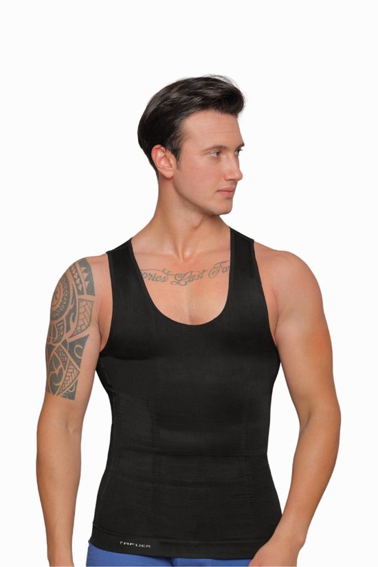 TAFUER - Corrigerend Hemd Mannen - Body Buik Shapewear Shirt - Slim Waist Shaper - Mode - Body Shaper - Mouwloos - Zwart - XL