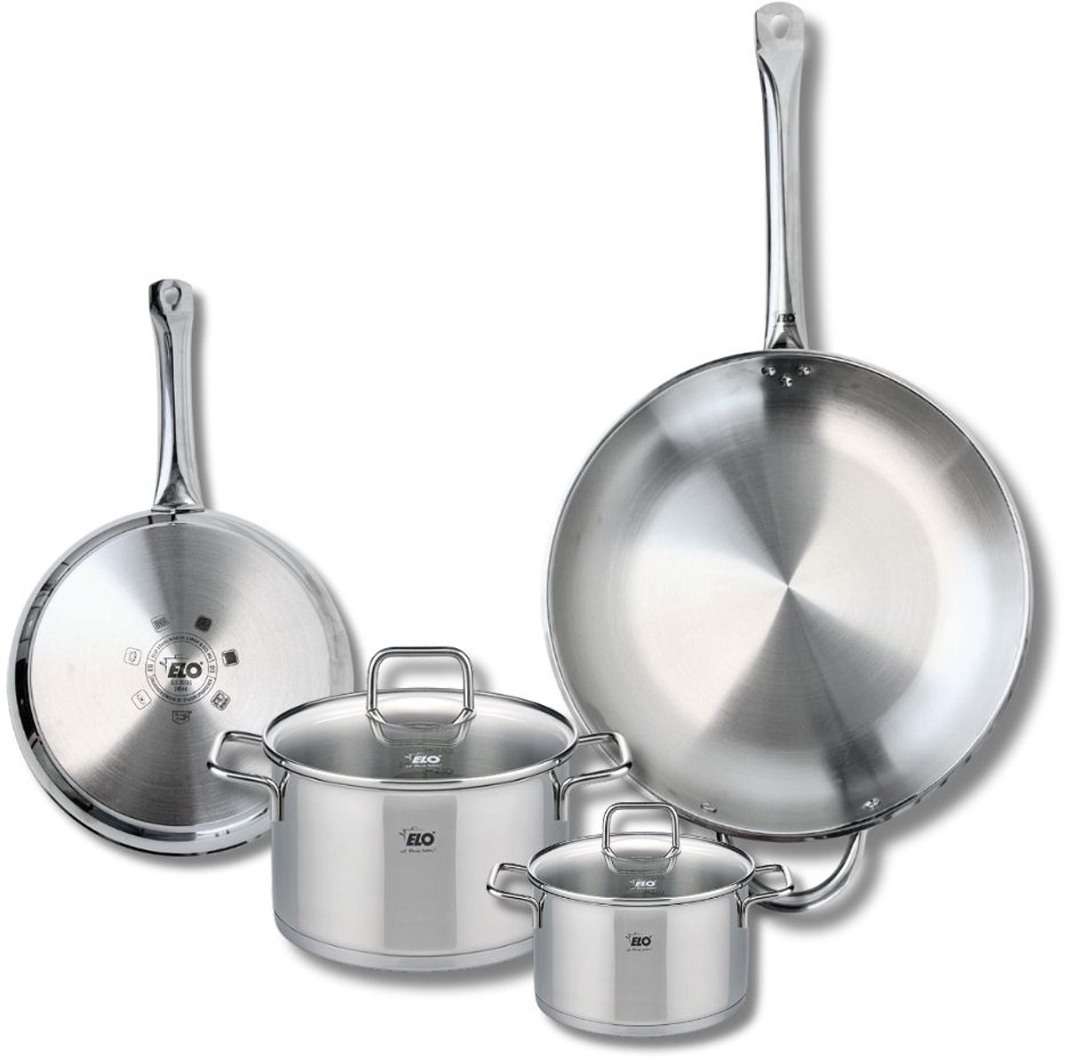 Set van 2 Bakpannen 24 en 32 cm en 2 Kookpotten 14 en 20 cm Elo Profi Citrin