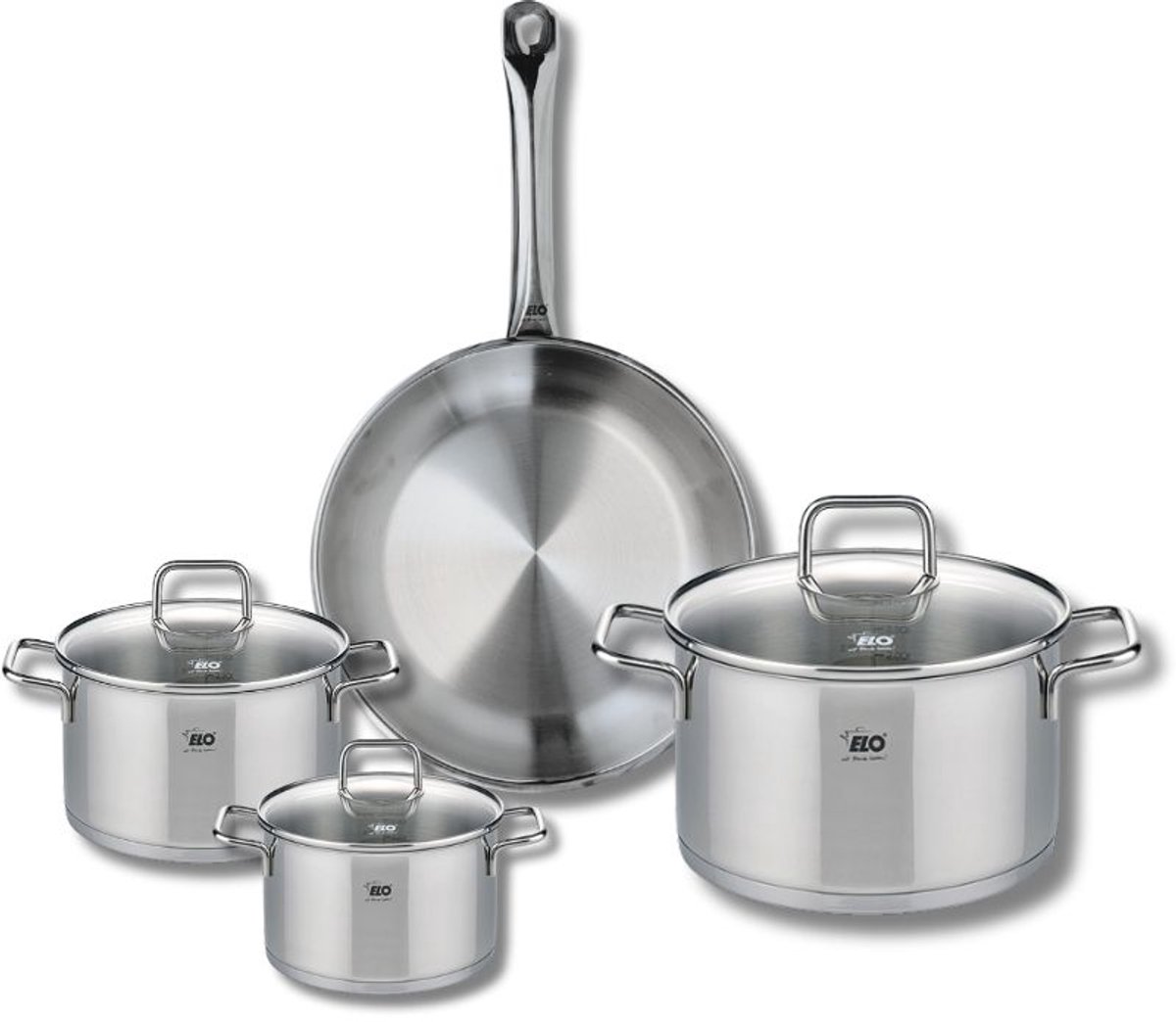 Set van 1 Koekenpan 24 cm en 3 kookpotten 12, 14 en 20 cm Elo Profi Citrin