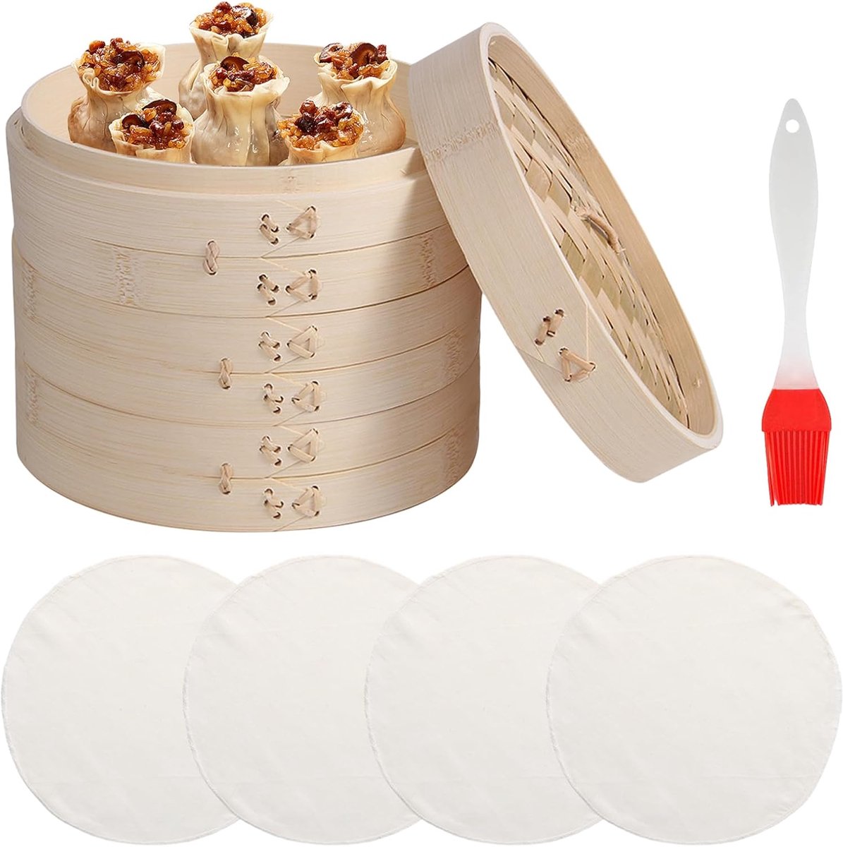 Bamboe Stoompan met 2 Etages - Voor Perfecte Dumplings en Groenten
