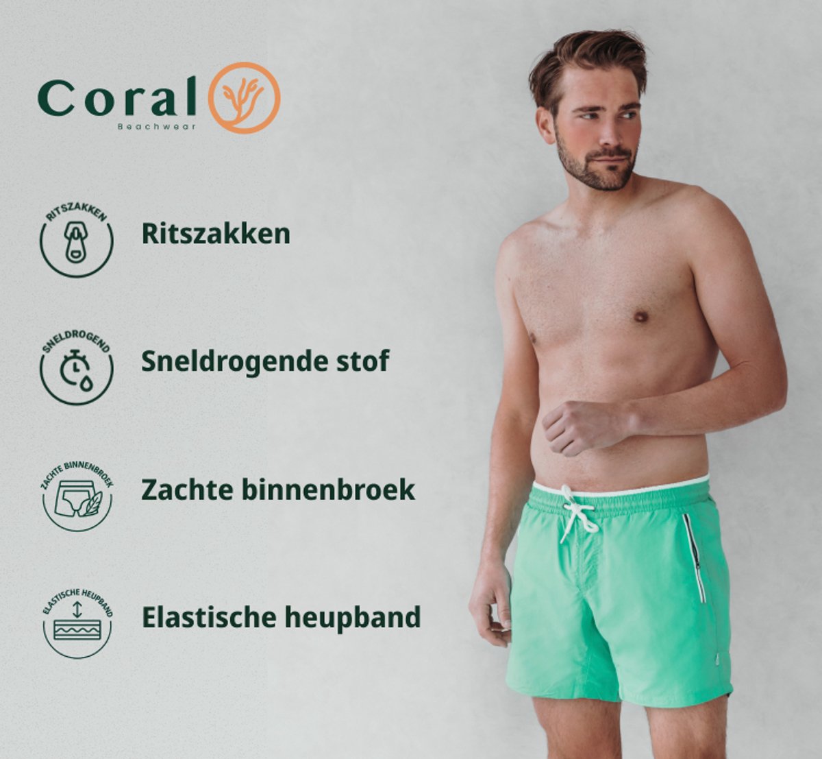 Coral Beachwear Zwembroeken - Zwembroek Heren M - Rits - Sneldrogend — afbeelding 7