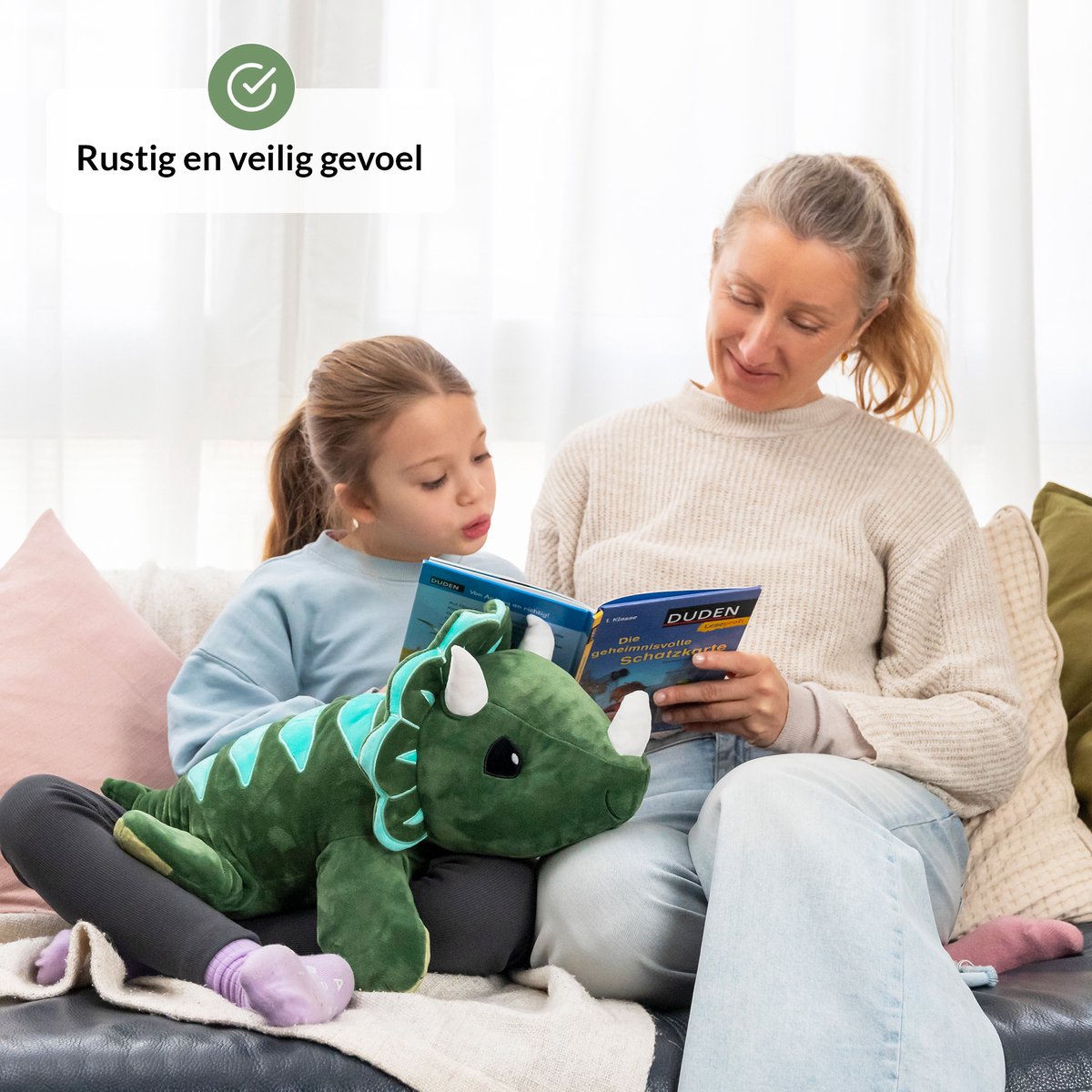 Verzwaringsknuffel Dino 2,3 KG - Weighted Stuffed Animal - Dinosaurus Verzwaringsknuffel Volwassenen -Verzwarings Knuffel - Antistress Knuffel - Verzwaringsknuffel Kind Therapeutisch Speelgoed, Machinewasbaar - Ideaal voor Stressverlichting en Focus — afbeelding 7