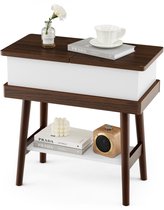 COSTWAY Table d'appoint avec plateau pliant, table de canapé étroite en bois d'hévéa, table de chevet pliante pour salon, chambre, 60 x 30 x 60 cm, marron foncé