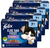 Felix Elke Dag Feest 7+ Senior Mix Selectie - Kattenvoer Natvoer - Zalm Tonijn Kip & Rund - 48 x 85 g