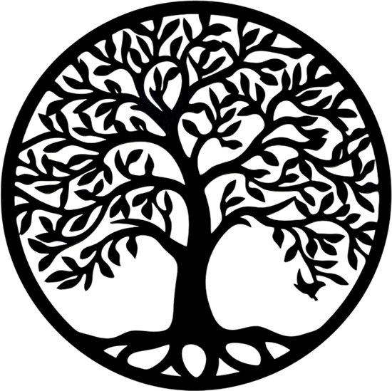 Arbre de vie - Arbre de vie - Décoration murale - Rond - Décoration murale - Bois - Naturel - Salon - Zwart - Cadeau pour elle - Cadeau pour lui - Cadeau fête des mères - Fête des mères