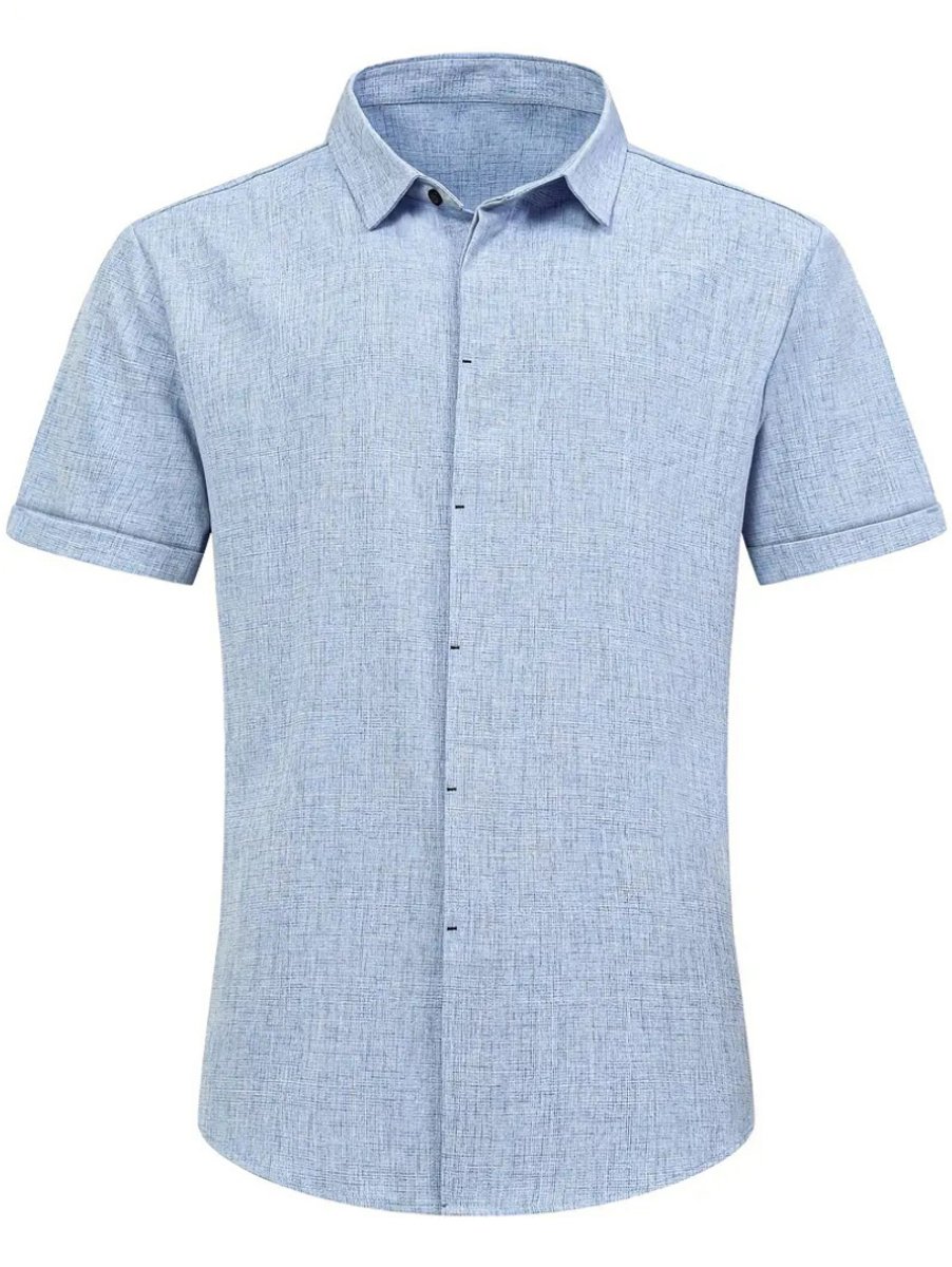 Nivard Linnen Blouse Heren t shirt Polo Overhemd Shirt Zomer Ibiza Stijl Blauw