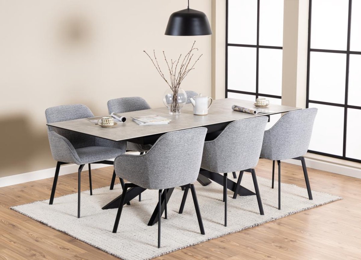 Giga Living Eettafel Jorvik - Uitschuifbaar Grijs Keramiek - 210x90x76cm