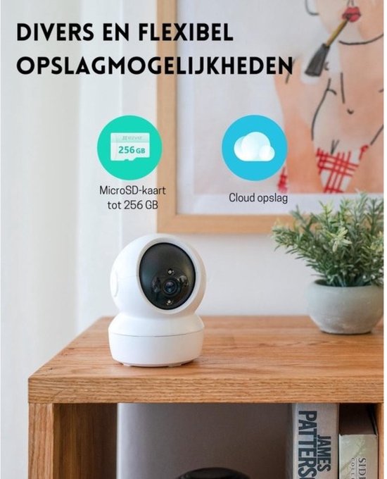 Intelectro Huisdiercamera - Houd je Huis, Huisdieren en Baby Veilig met Onze Camera - 1080P & 360° Dekking - 2-Way Audio - IR Nachtzicht - Bewegingsdetectie - MicroSD Slot - Wit - Levering Sneller dan Aangegeven! van Merkloos — afbeelding 3