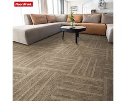 FLOORDIREKT Tapijttegels Zürich - 1 Stuk - 50 x 50 cm - Ideaal voor Kantoren & Woonkamers - Hoogwaardige Designtegels - Beige