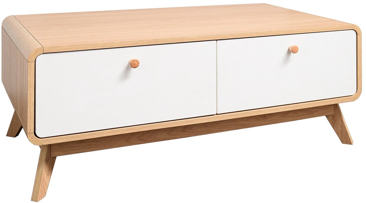 Cassie-Tv-meubel - 2-laden - Eiken/Wit
