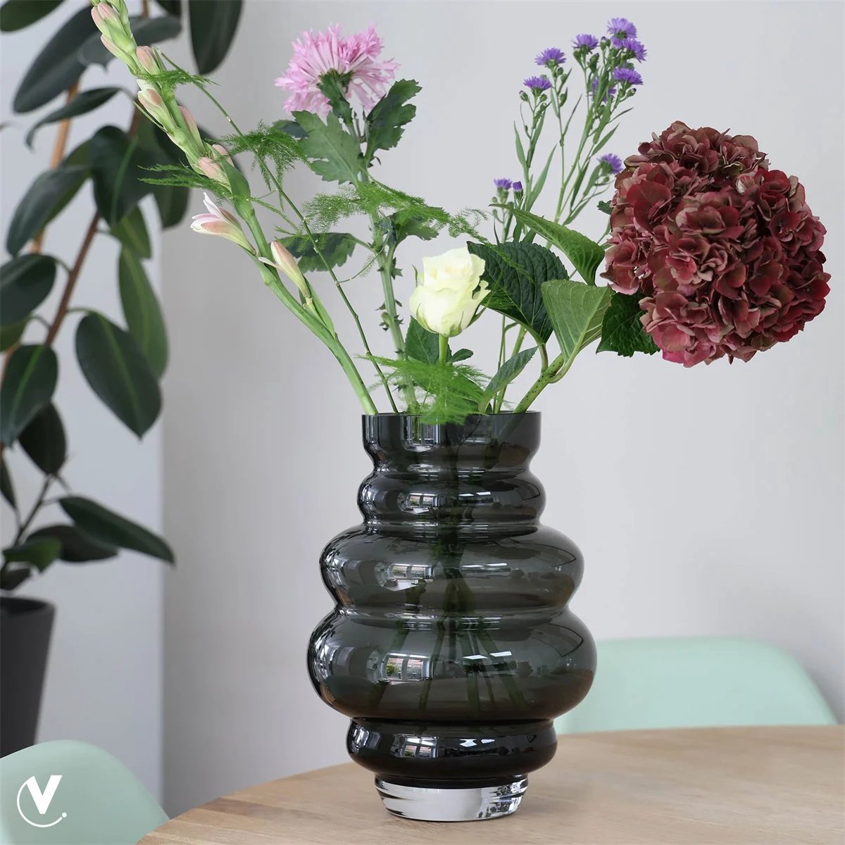 Vase The World Vaas Maputo | Small | Grijs - Grey | Ø18 x H24 cm