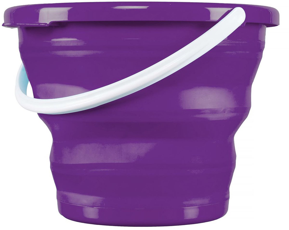 Emmer opvouwbaar - 10 Liter - paars - kunststof en rubber - Camping emmer - Handig