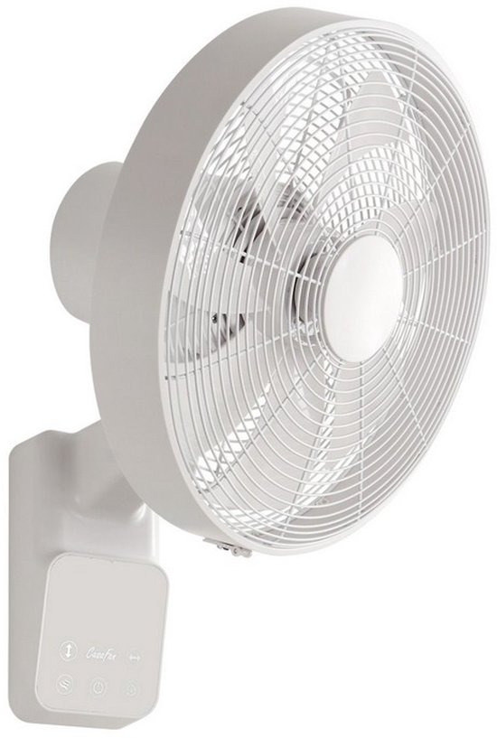 Wandventilator CasaFan Airos Eco Design Wall WE 40 cm wit, energiezuinig, 5 snelheden, timer, afstandsbediening, oscillatie