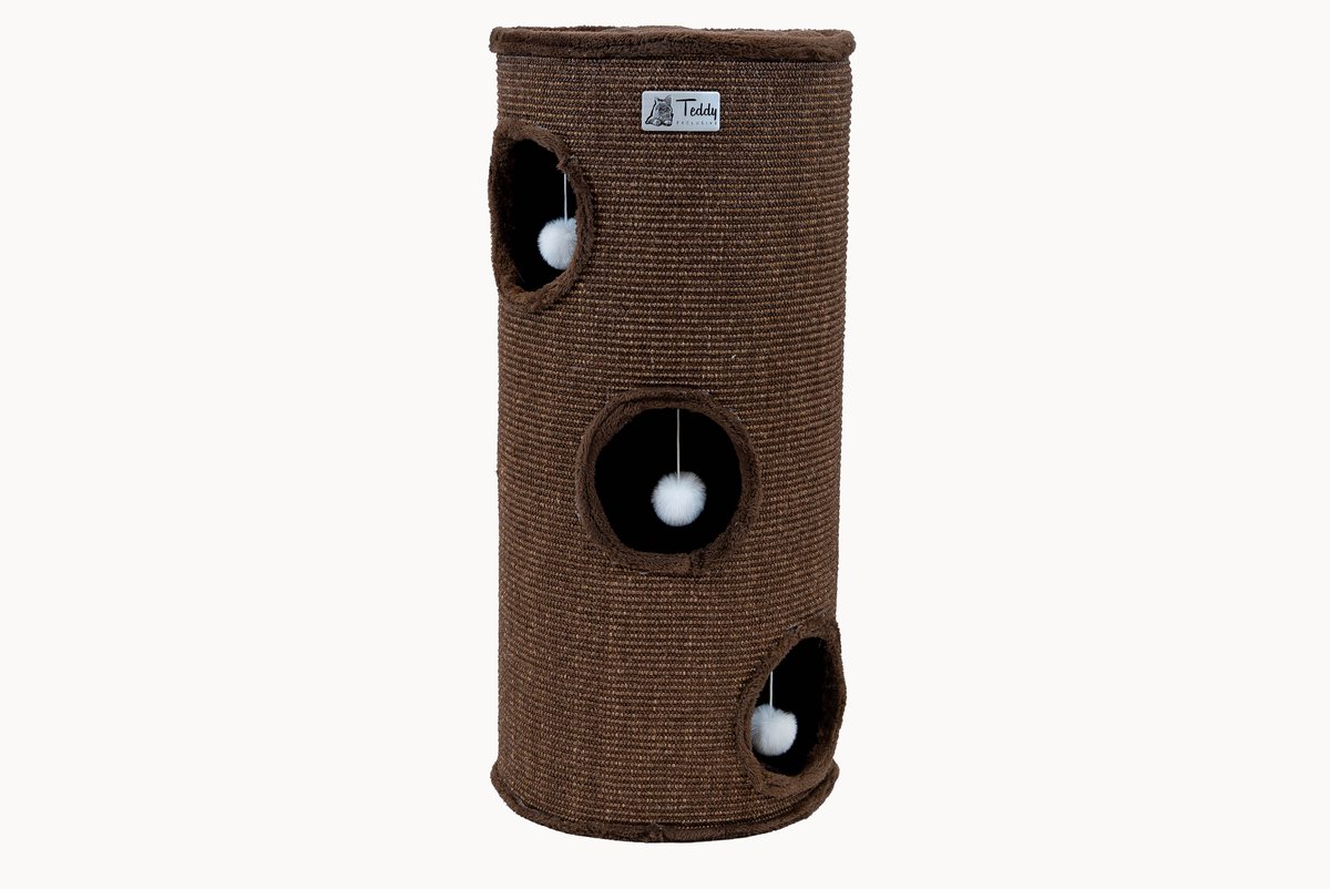 Teddy Exclusive - Krabton Sam – Bruin – Ø40xH90 cm – Comfortabel Krabmeubel voor Katten met Natuurlijke Look