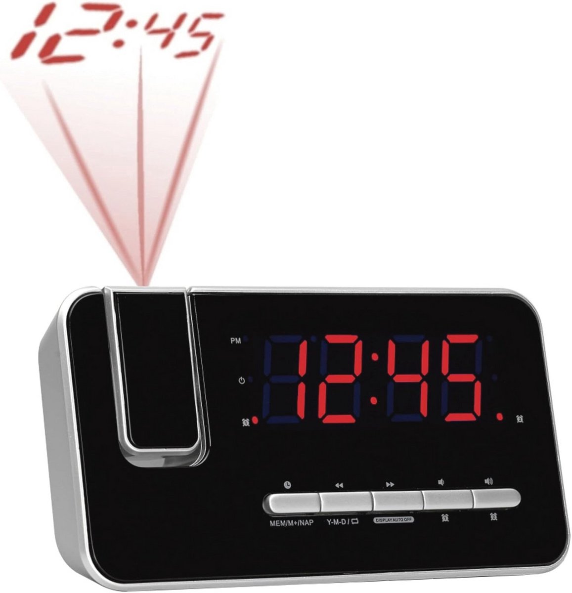 Klokradio met Projectiefunctie en Digitale Tuner - FM Radio met Rood LED Display