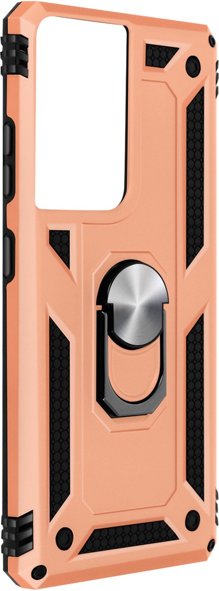 Geschikt voor Samsung Galaxy S21 Ultra Hybrid Case Video Support Ring champagne