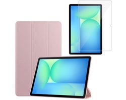 TechNow Hoesje + Screenprotector geschikt voor Samsung Galaxy Tab S10 FE / S10 Lite / S9 FE / S9 Hoesje – Glas - Extreme Shock Case – Smart Case - Rose