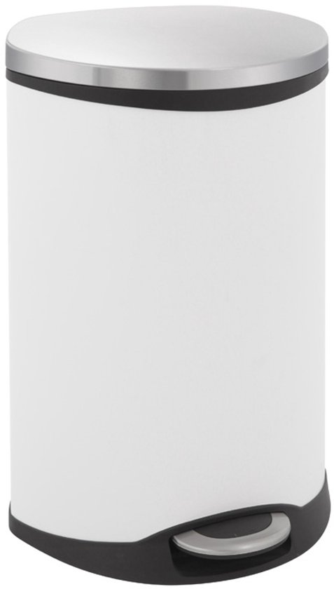 EKO - Shell Bin recycling pedaalemmer 22+22 liter - Steel Plastic - wit, mat RVS - Prullenbak